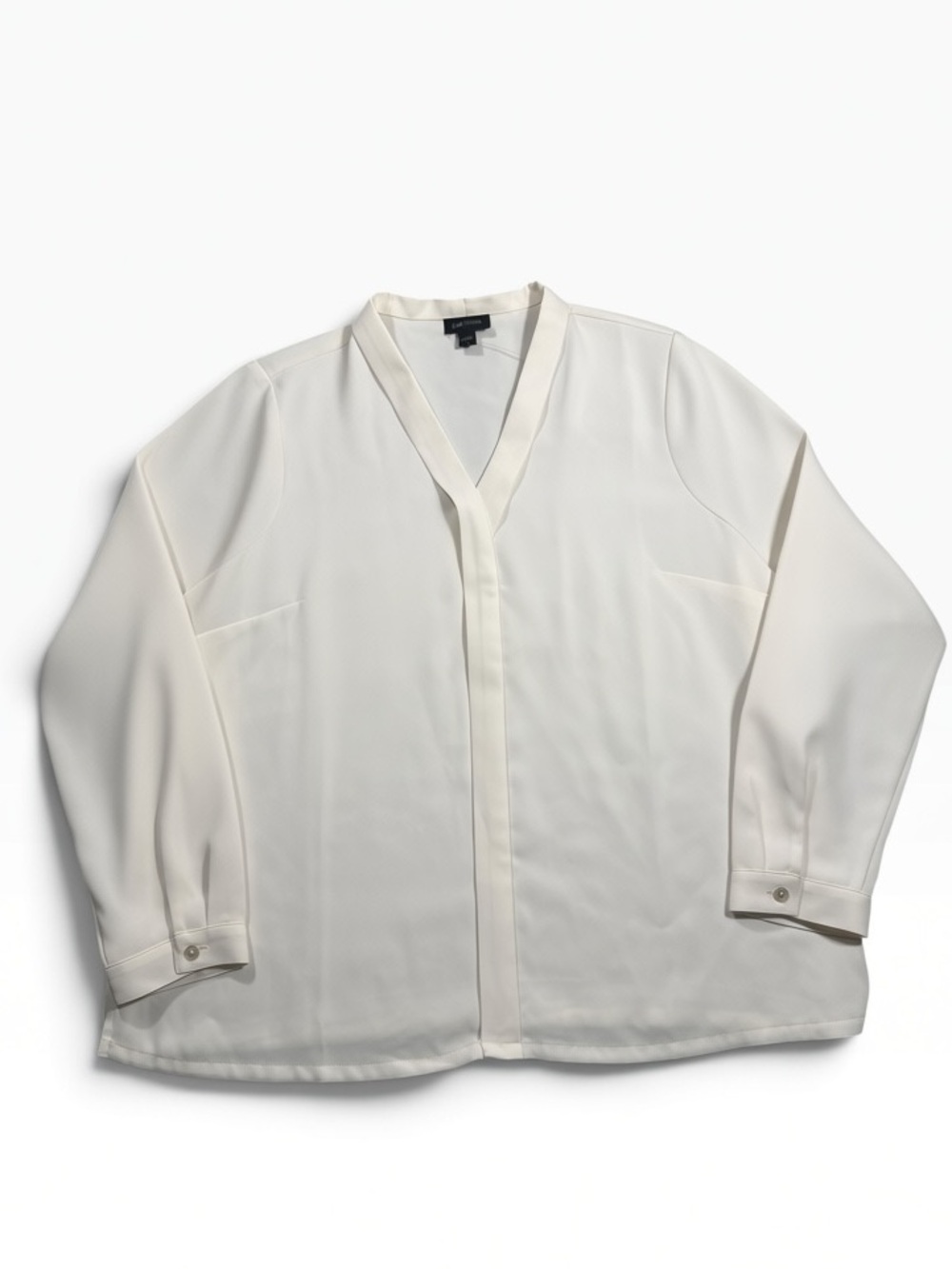 New J. Jill Large Ivory Cream V-Neck Long Sleeve Blouse Wearever Collection